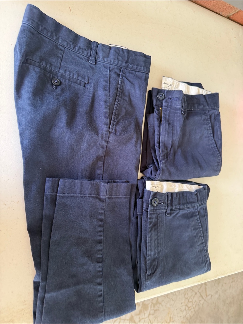 Three pair Crewcuts Navy Blue boys Chino Pants-uniform
